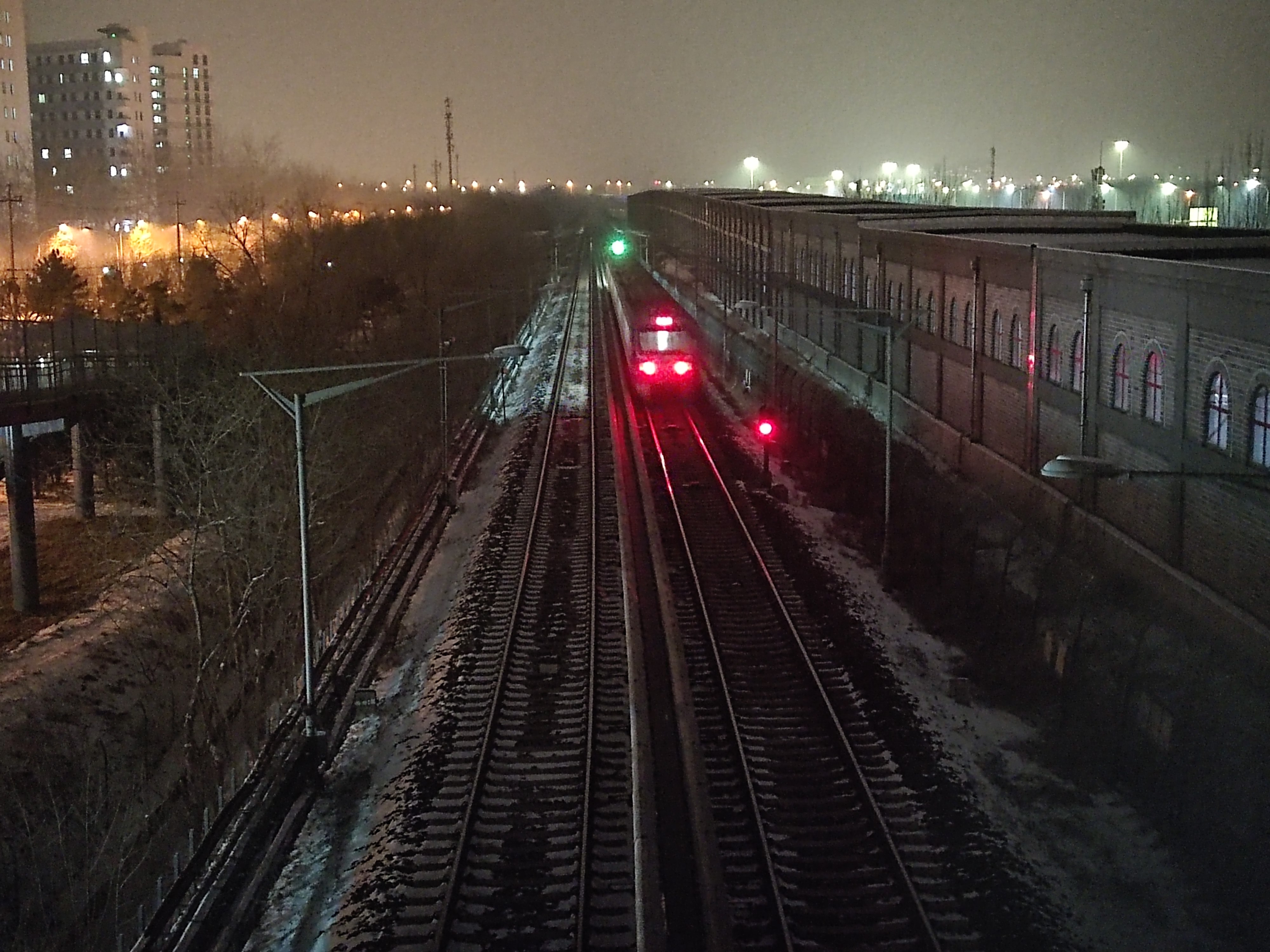 train in dark night