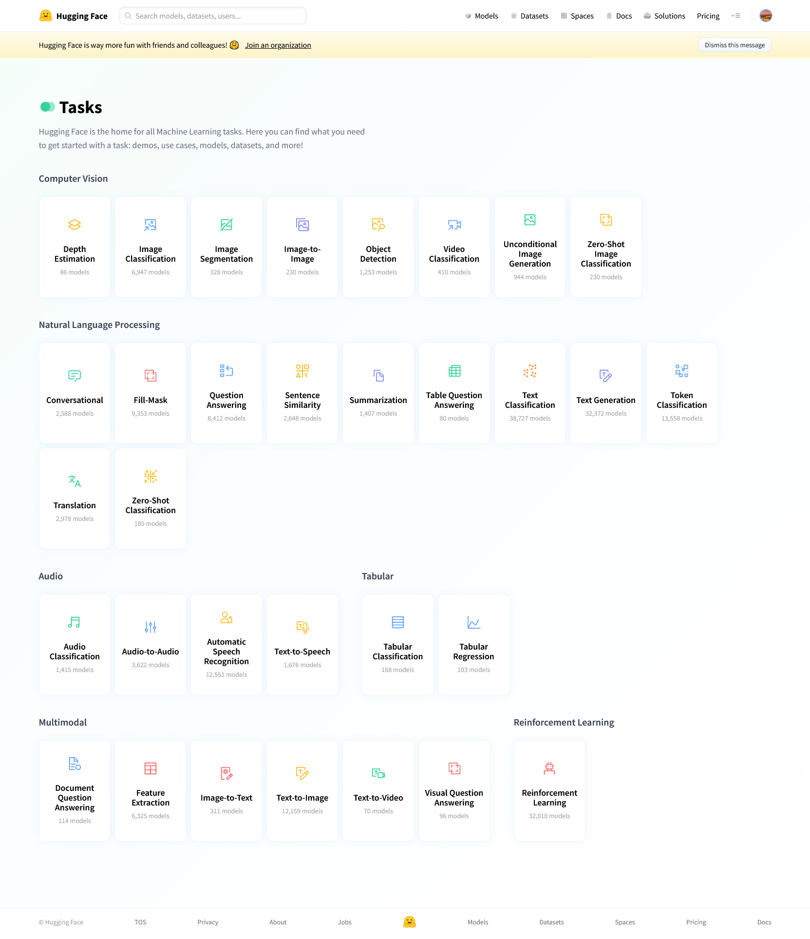 Huggingface tasks
