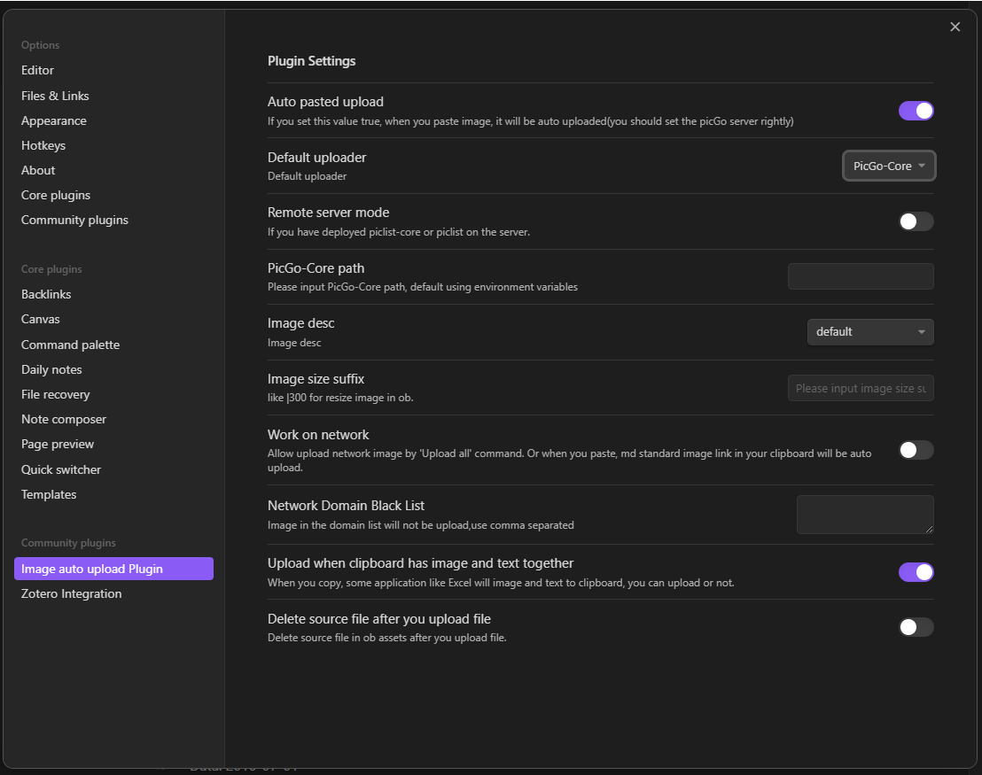 config panel